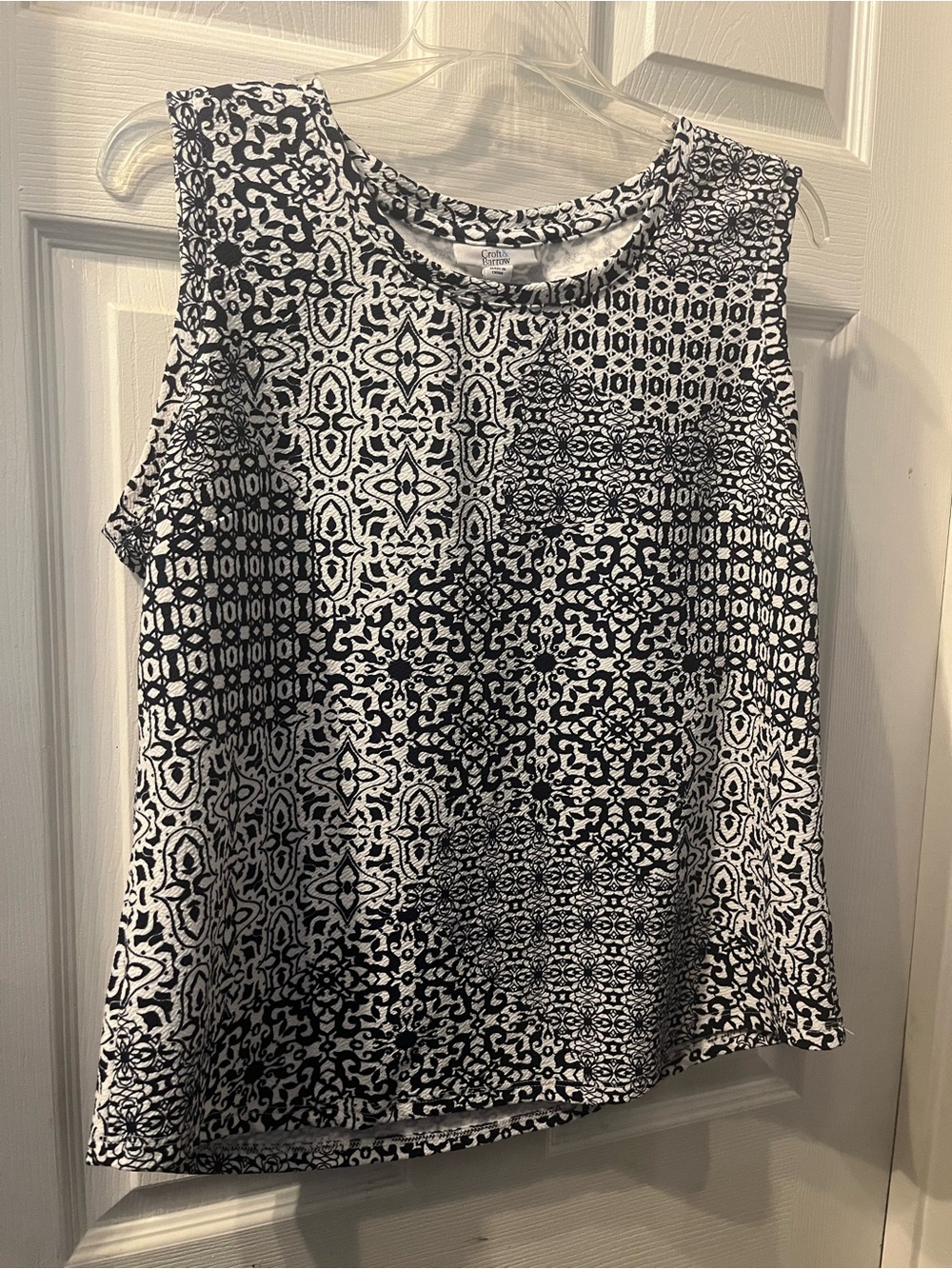 croft & barrow Blue & White Patchwork-Print Sleeveless Tank